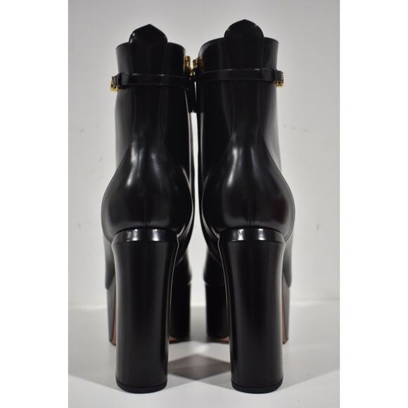 Valentino Tan-go 120 Black Leather Short Ankle Block Heel Platform Boot 41.5 - Picture 11 of 12